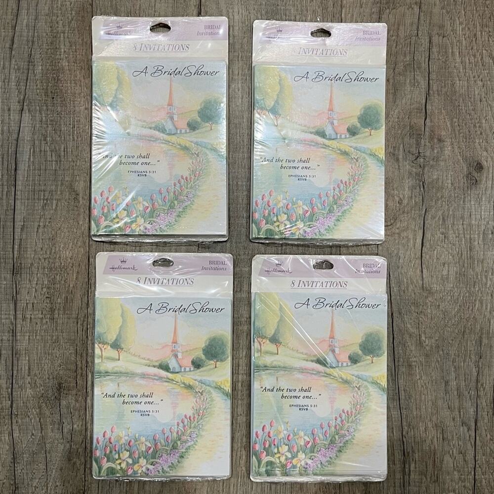 Set of 4 Packs Vintage Hallmark Bridal Shower Invitation Nostalgia NEW 32 Total